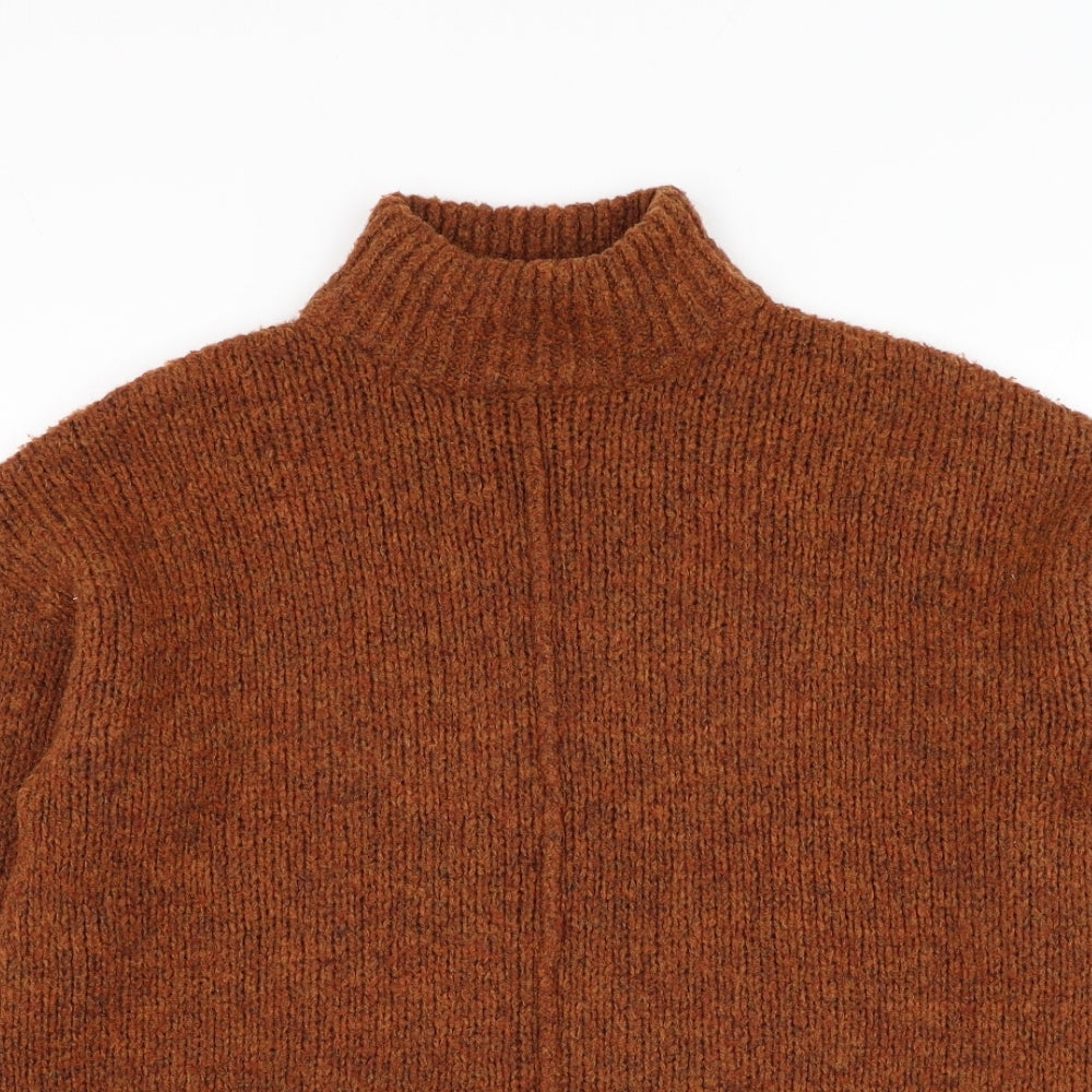 New Look Womens Brown Mock Neck Polyester Pullover Jumper Size 8