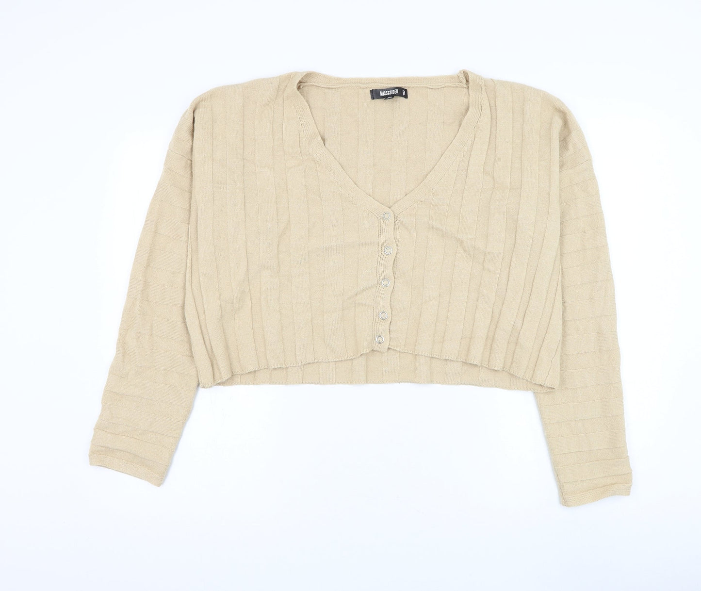 Missguided Womens Beige V-Neck Viscose Cardigan Jumper Size 8