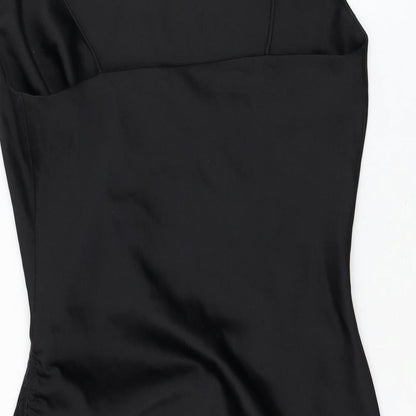 Topshop Womens Black Polyester Shift Size 8 Square Neck Pullover