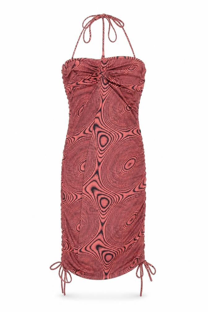 SHEIN Womens Pink Geometric Polyester Pencil Dress Size 8 Halter Tie