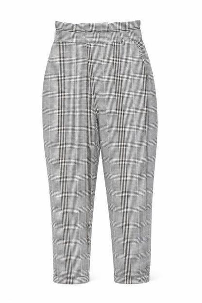 Sinsay Womens White Check Polyester Carrot Trousers Size S L28 in Regular Zip