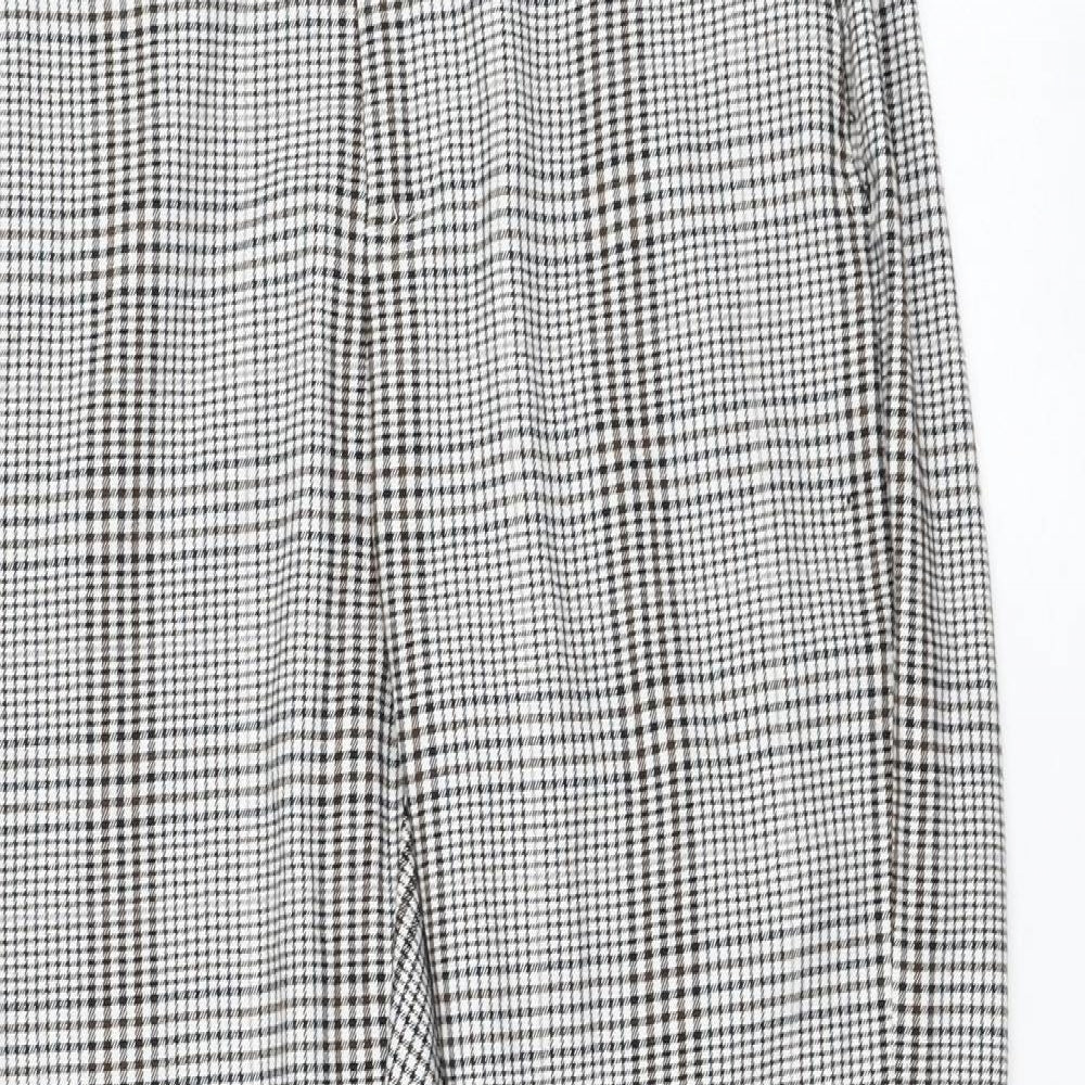 Sinsay Womens White Check Polyester Carrot Trousers Size S L28 in Regular Zip
