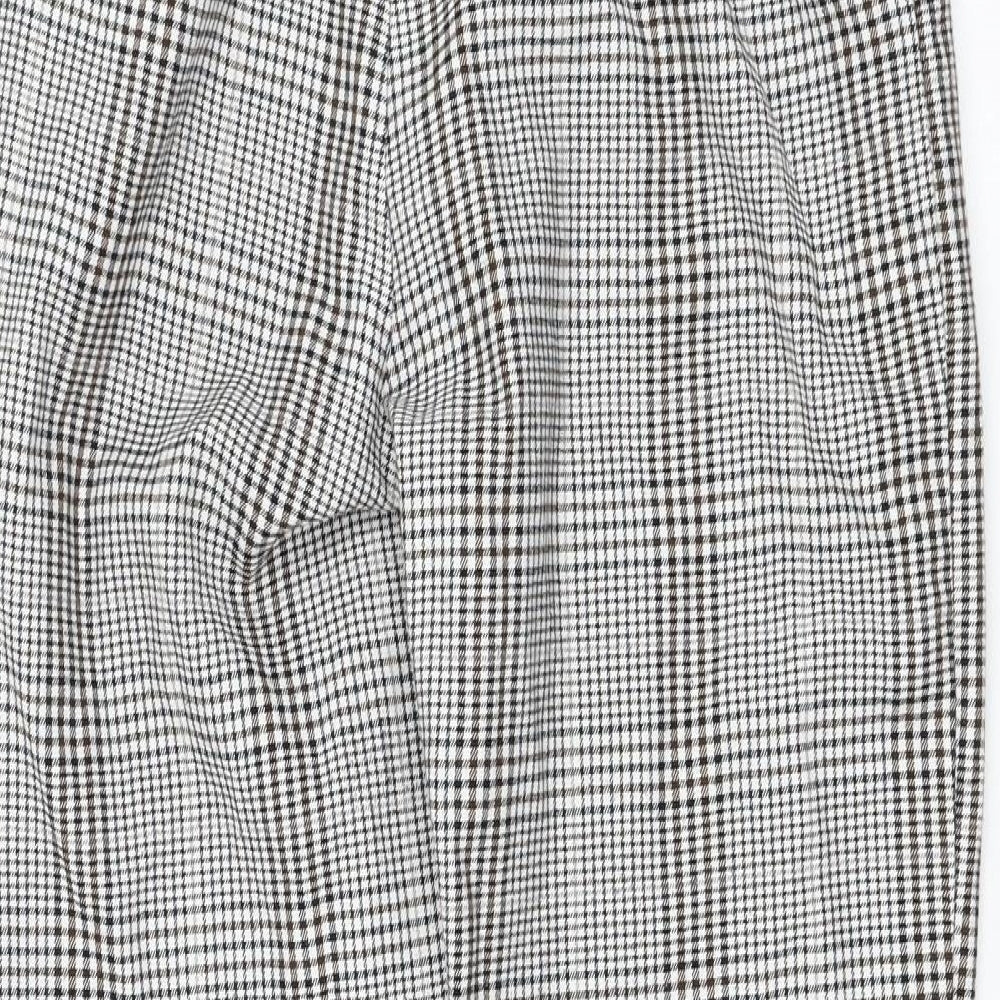 Sinsay Womens White Check Polyester Carrot Trousers Size S L28 in Regular Zip