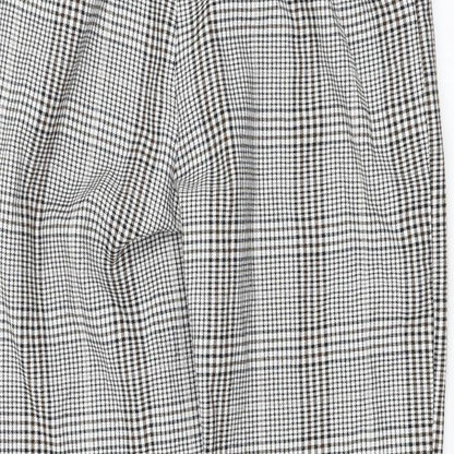 Sinsay Womens White Check Polyester Carrot Trousers Size S L28 in Regular Zip
