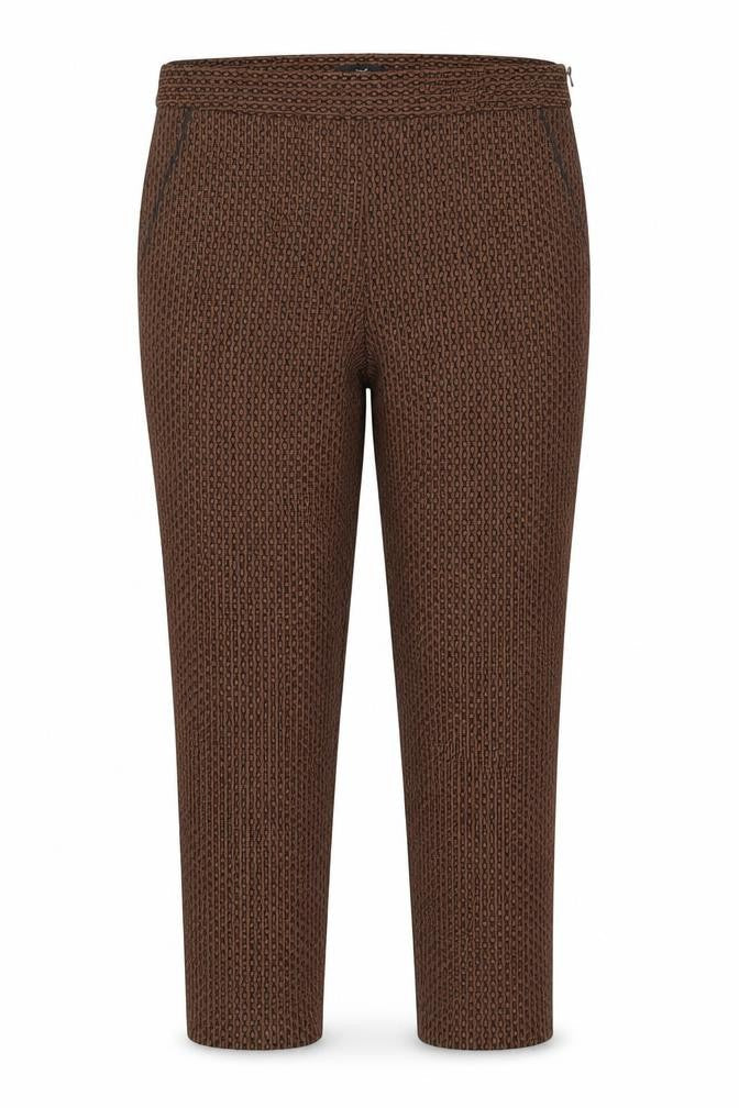 F&F Womens Brown Geometric Viscose Carrot Trousers Size 20 L26 in Regular Zip