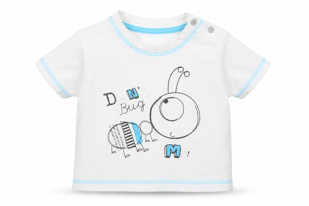 George Baby White Cotton Basic T-Shirt Size 6-9 Months Round Neck Pullover - Bug