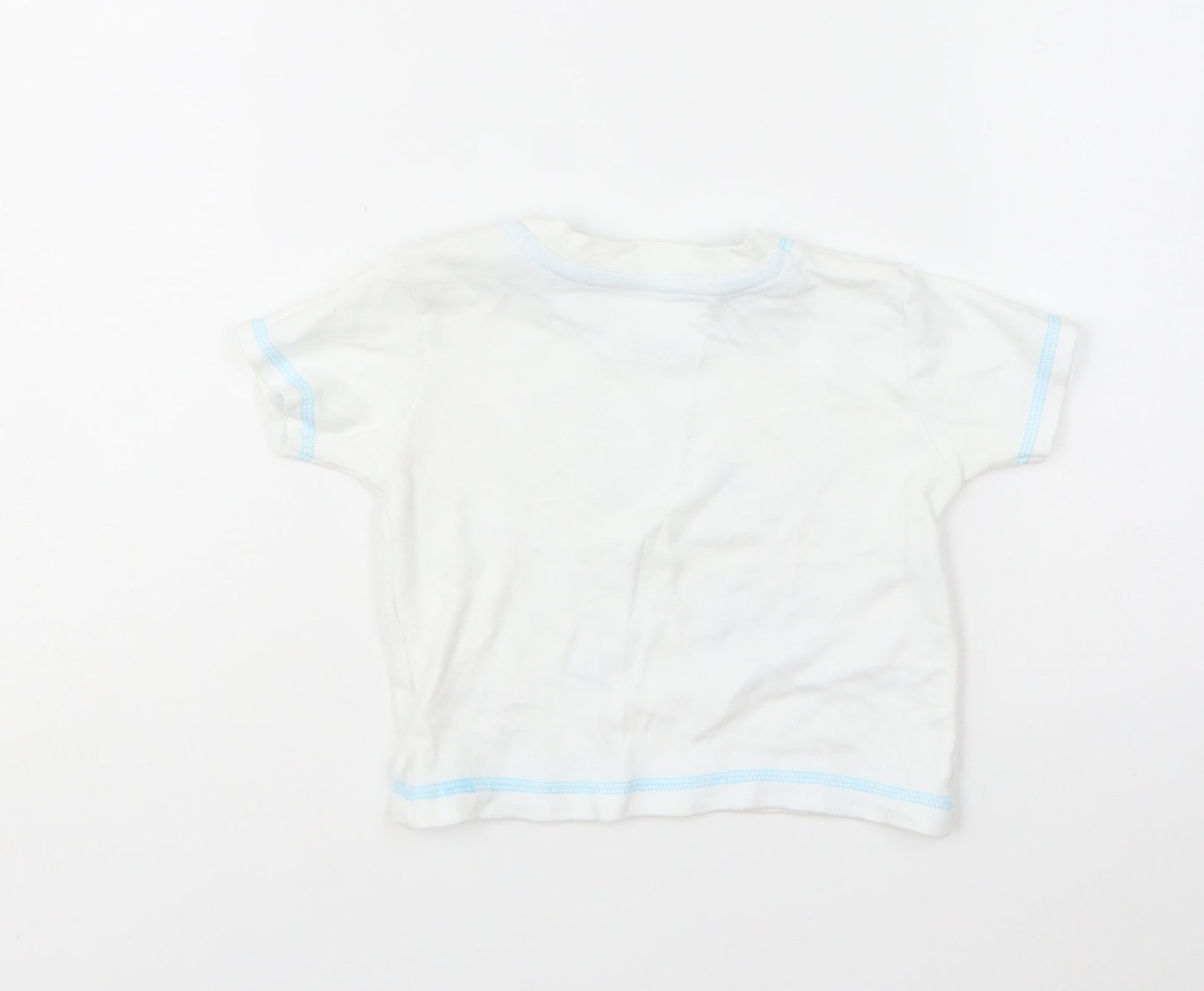 George Baby White Cotton Basic T-Shirt Size 6-9 Months Round Neck Pullover - Bug