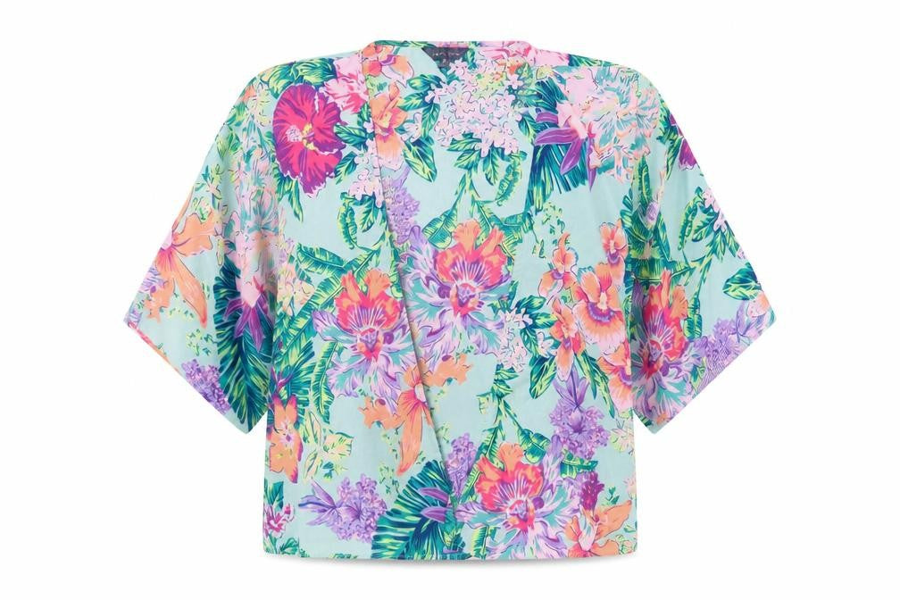 New Look Womens Multicoloured Floral Polyester Kimono Blouse Size 8 V-Neck