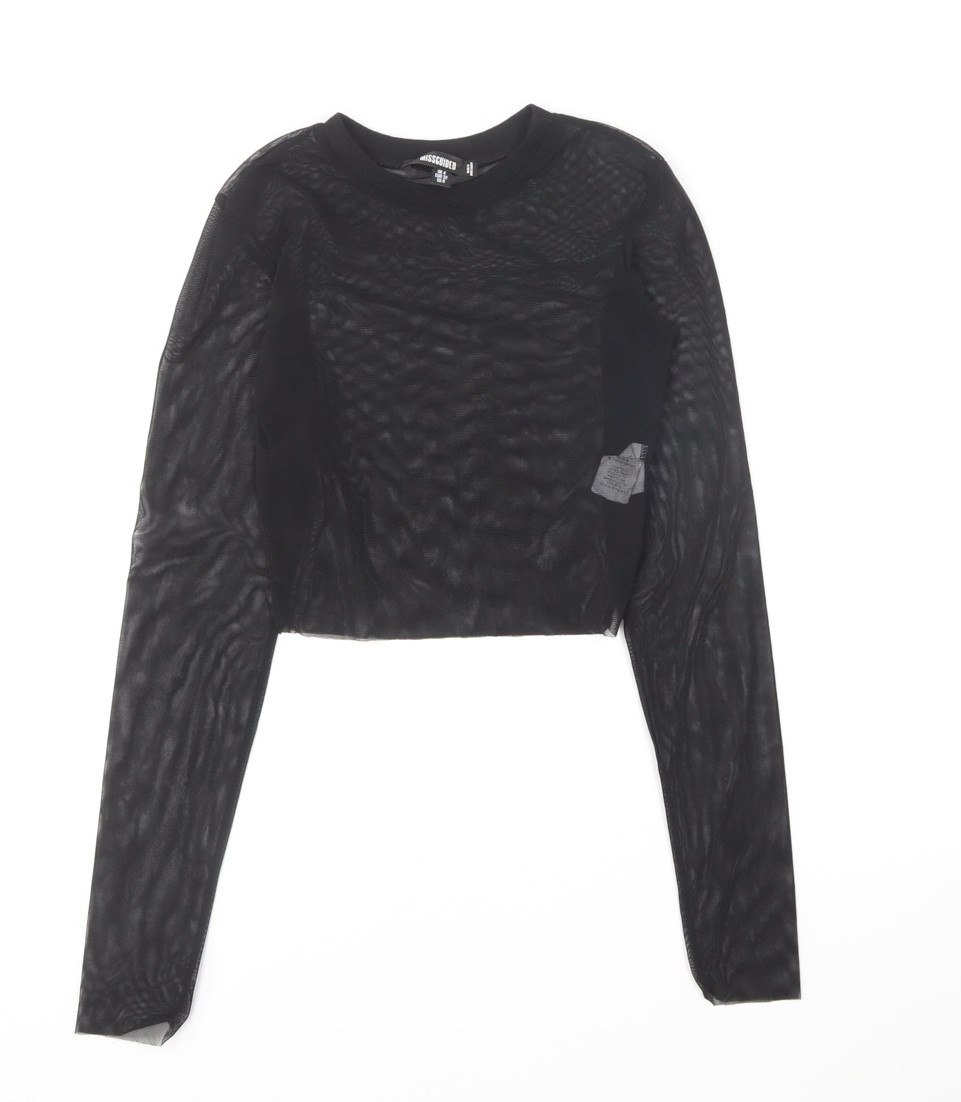 Missguided Womens Black Polyester Basic T-Shirt Size 4 High Neck