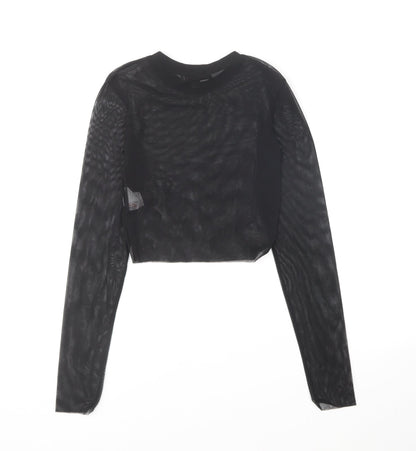 Missguided Womens Black Polyester Basic T-Shirt Size 4 High Neck