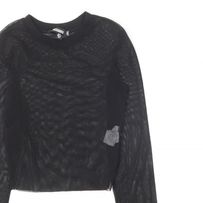 Missguided Womens Black Polyester Basic T-Shirt Size 4 High Neck