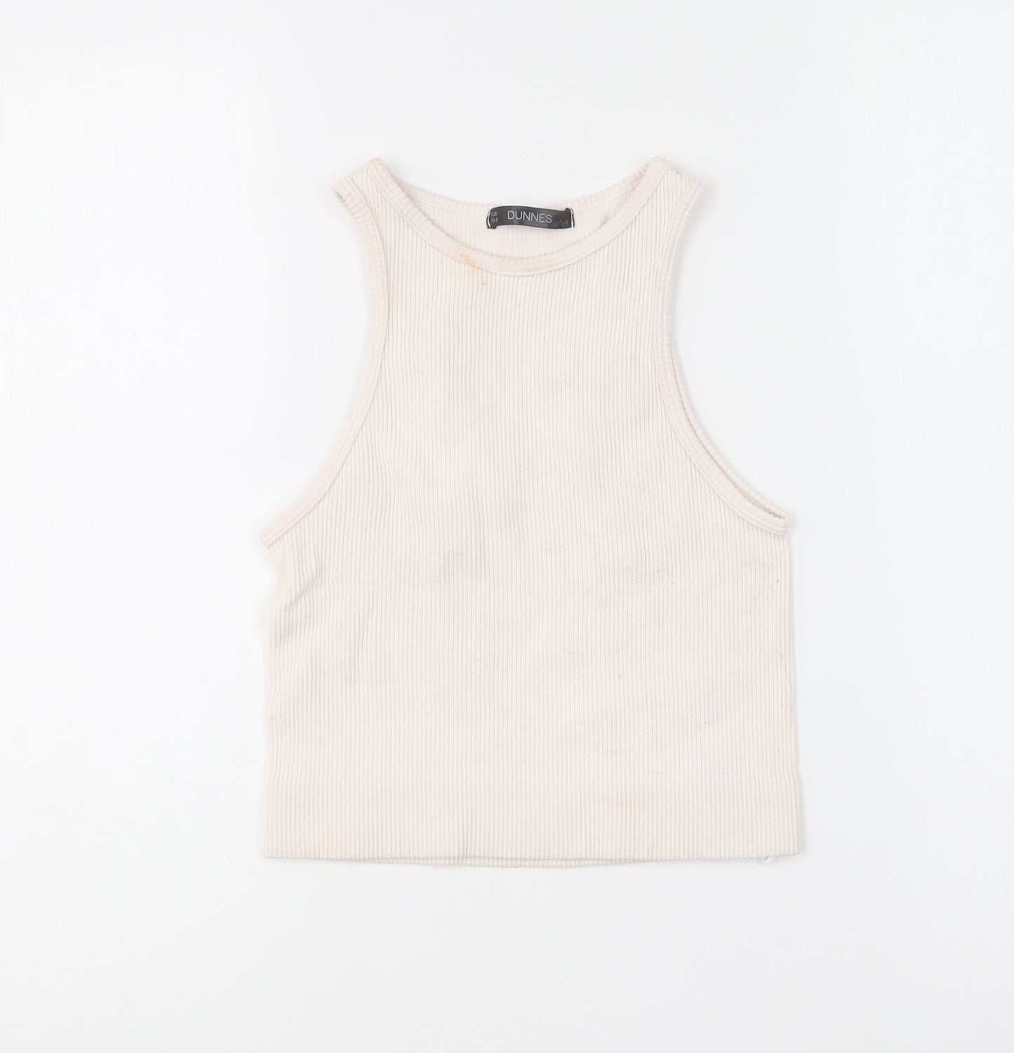 Dunnes Stores Womens Ivory Polyester Cropped Tank Size XS Round Neck