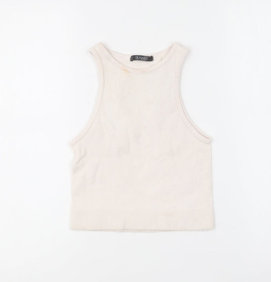 Dunnes Stores Womens Ivory Polyester Cropped Tank Size XS Round Neck