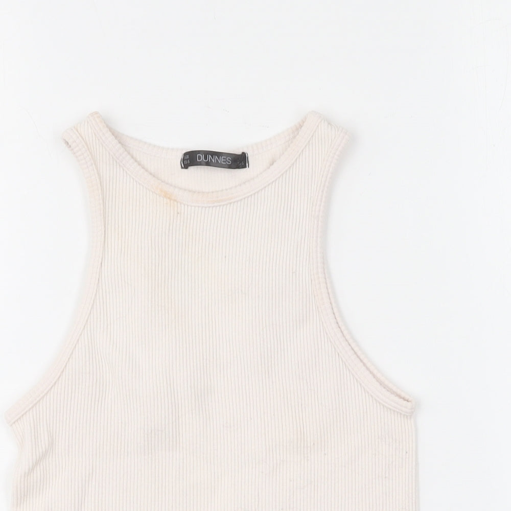 Dunnes Stores Womens Ivory Polyester Cropped Tank Size XS Round Neck