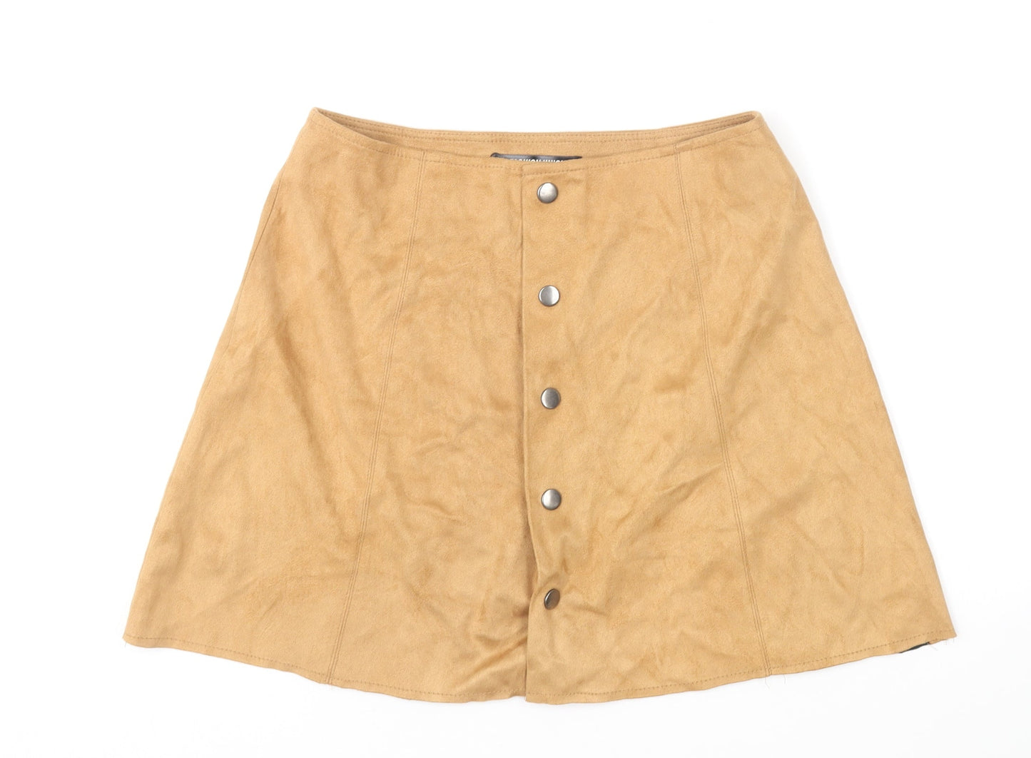 Fashion Union Womens Brown Polyester Mini Skirt Size 8 Button