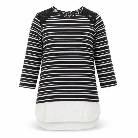 Atmosphere Womens Black Striped Polyester Basic Blouse Size 6 Round Neck