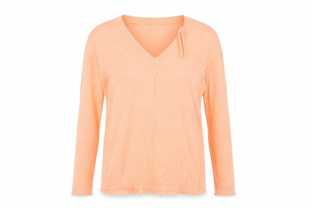 NEXT Womens Orange V-Neck Viscose Pullover Jumper Size 8