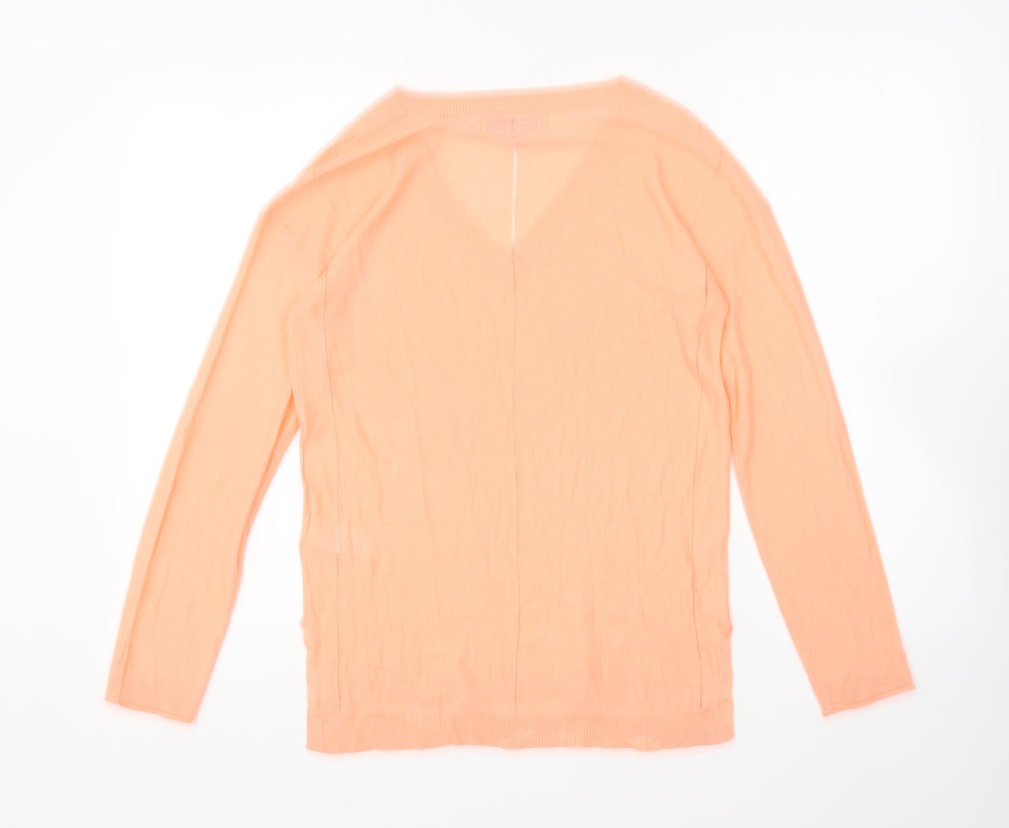 NEXT Womens Orange V-Neck Viscose Pullover Jumper Size 8