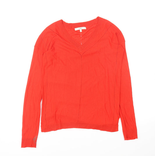 NEXT Womens Red V-Neck Viscose Pullover Jumper Size 8