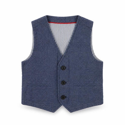 Autograph Boys Blue Jacket Waistcoat Size 2-3 Years Button