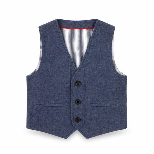 Autograph Boys Blue Jacket Waistcoat Size 2-3 Years Button
