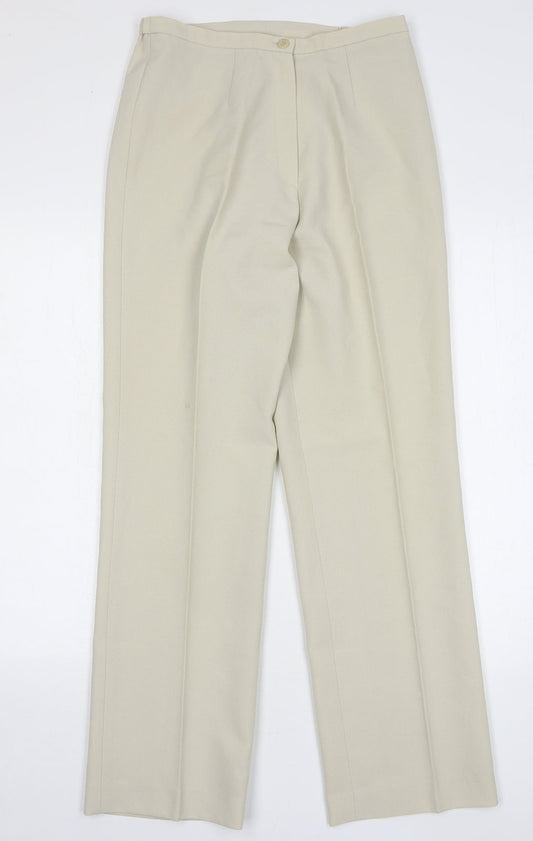 Agenda Womens Beige Polyester Trousers Size 12 L30 in Regular Button