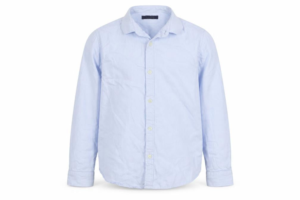 Marks & Spencer Boys Blue Cotton Basic Button-Up Size 8 Years Collared Button