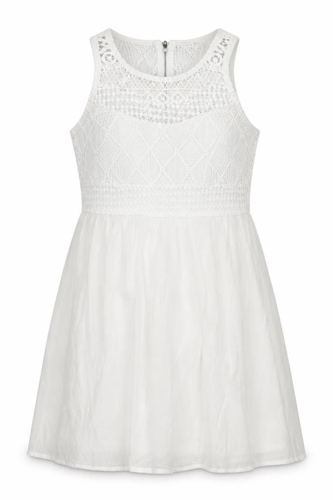 Rebellion Womens White Polyester A-Line Size M Round Neck Zip