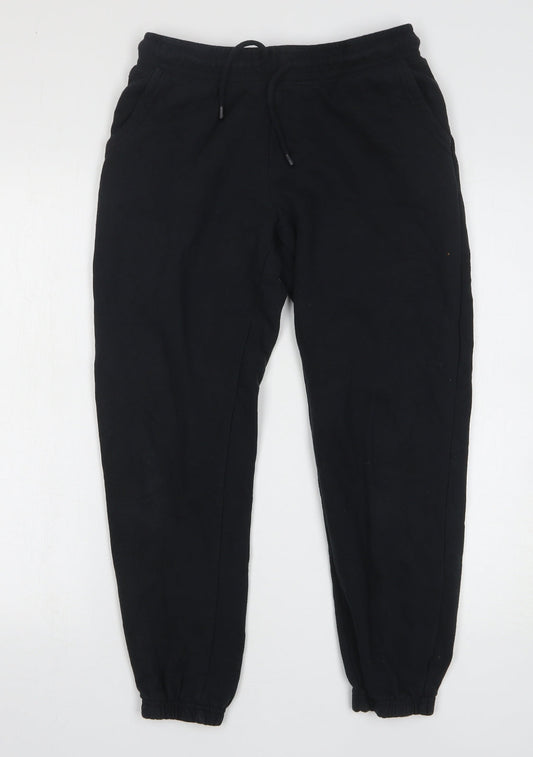Dunnes Stores Womens Black Cotton Sweatpants Trousers Size S L25 in Regular Drawstring