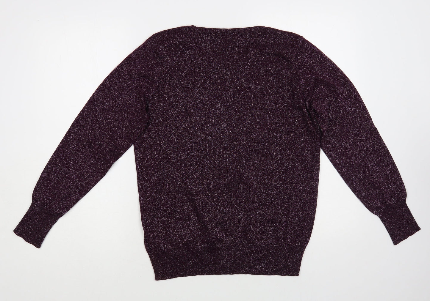 Dunnes Stores Womens Purple Crew Neck Viscose Pullover Jumper Size L