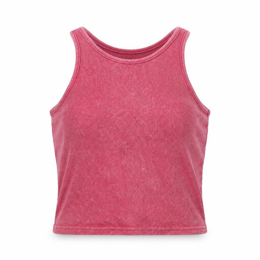New Look Womens Pink Cotton Cropped Tank Size 8 Scoop Neck