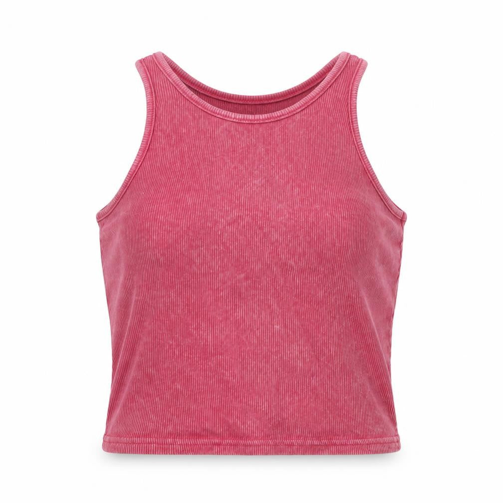 New Look Womens Pink Cotton Cropped Tank Size 8 Scoop Neck