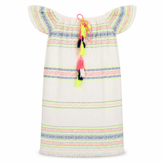 Primark Womens Ivory Striped Cotton Tunic Blouse Size 4 Off the Shoulder
