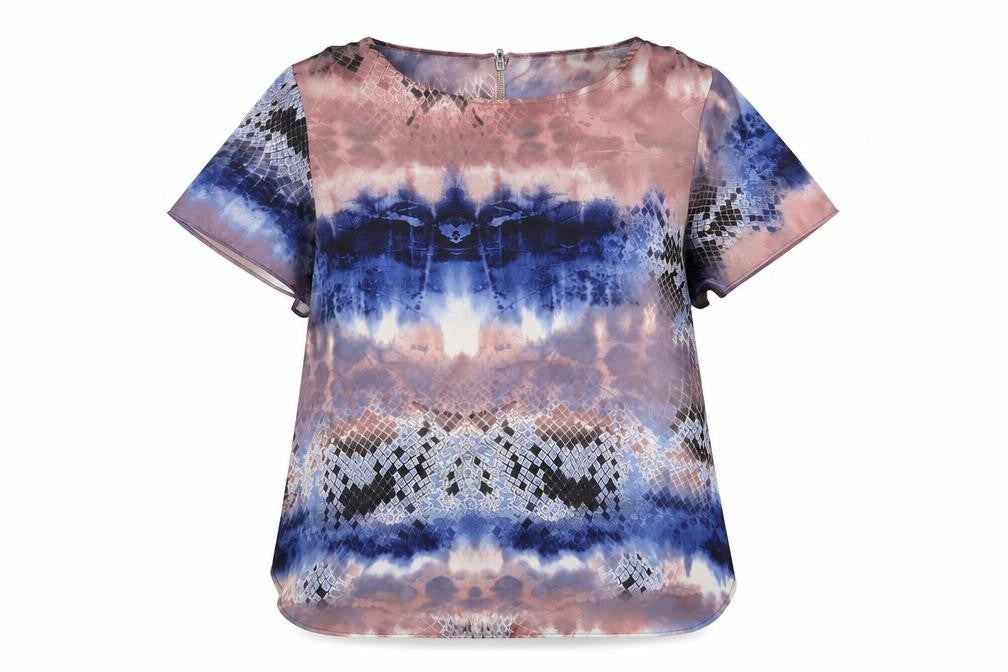 Amphora Womens Multicoloured Geometric Polyester Basic Blouse Size 12 Boat Neck