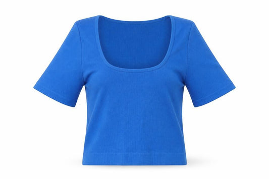 Primark Womens Blue Nylon Basic T-Shirt Size 6 Scoop Neck