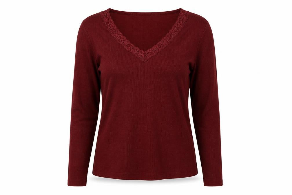 Primark Womens Red V-Neck Polyimide Pullover Jumper Size 10