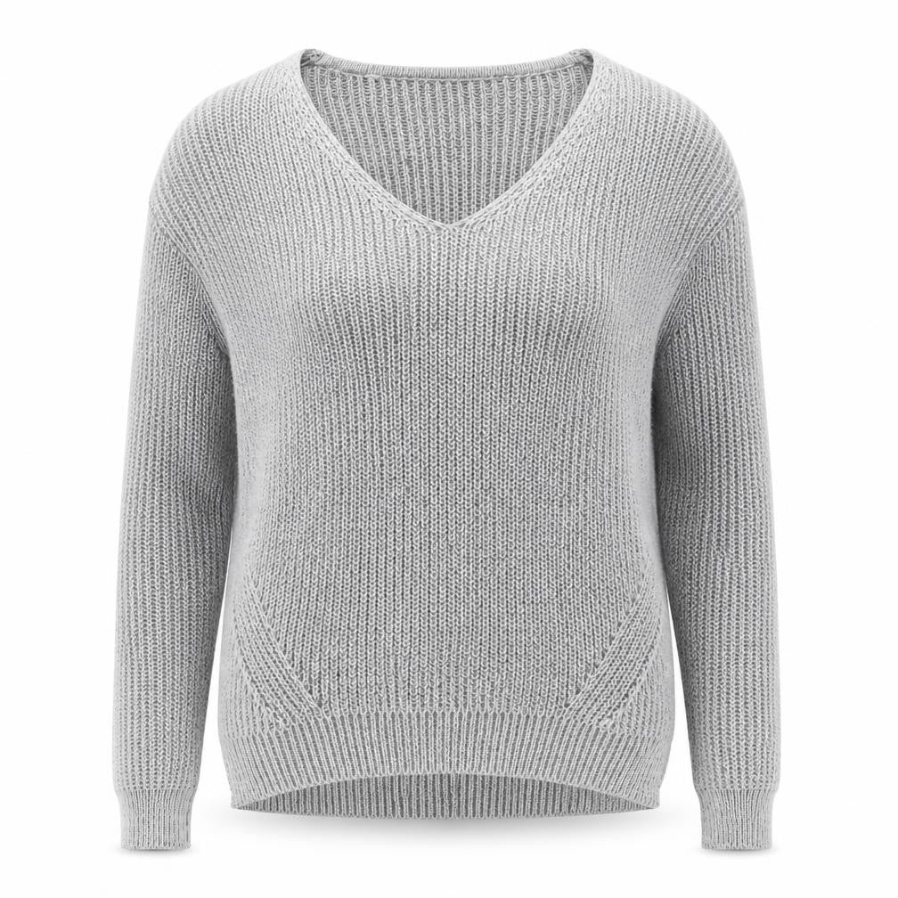 Primark Womens Grey V-Neck Polyester Pullover Jumper Size 6