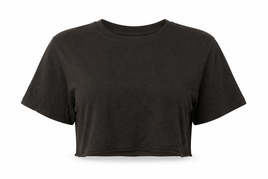 PRETTYLITTLETHING Womens Brown Cotton Cropped T-Shirt Size S Round Neck