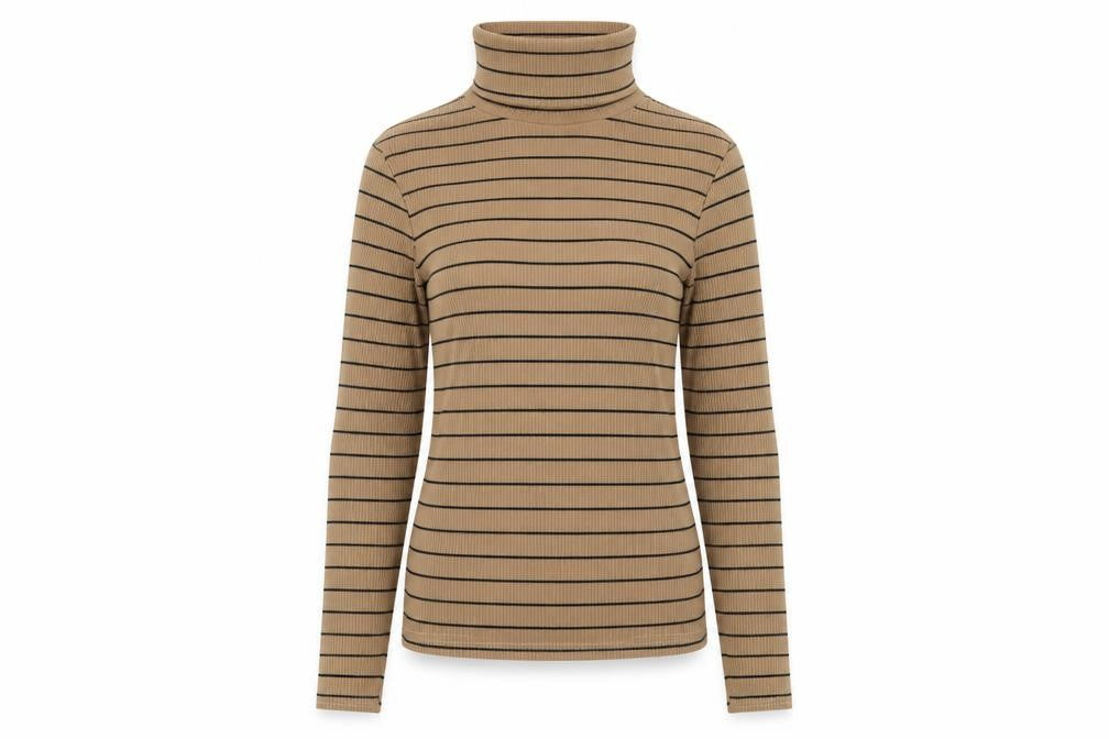 New Look Womens Brown Roll Neck Striped Polyester Pullover Jumper Size 8