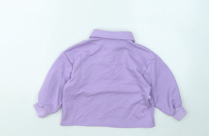 SHEIN Girls Purple Colourblock Polyester Basic Polo Size 4 Years Collared - Actual