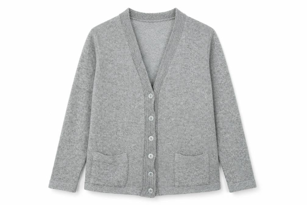 Classics Womens Grey V-Neck Acrylic Cardigan Jumper Size S