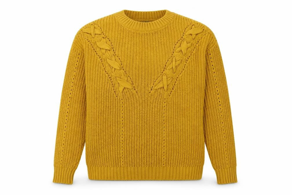 Primark Womens Yellow Round Neck Acrylic Pullover Jumper Size 4