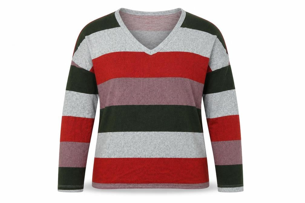 JDY Womens Multicoloured V-Neck Striped Polyester Pullover Jumper Size S