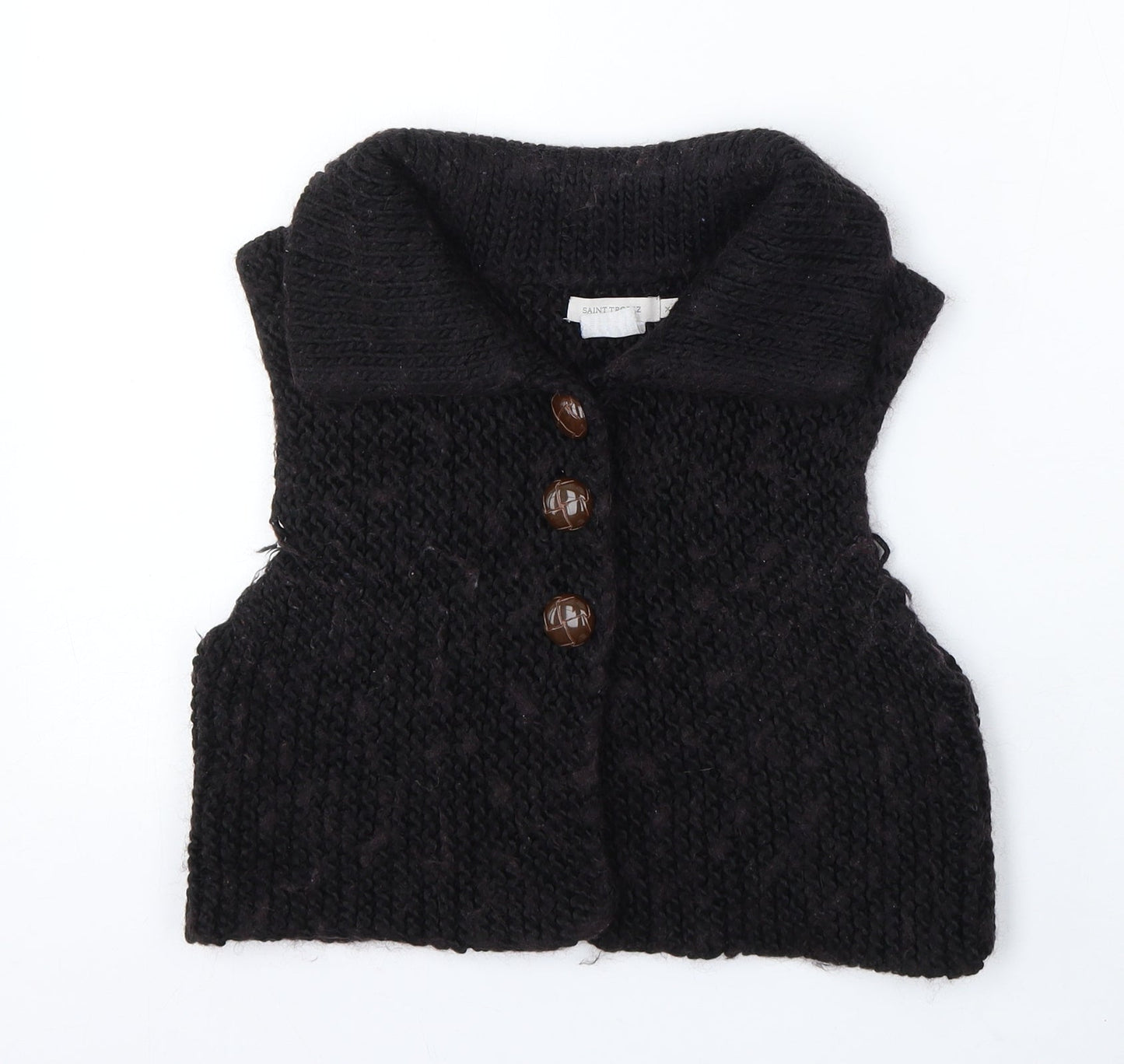 Saint Tropez Clothing Womens Brown Collared Polyester Vest Jumper Size XS