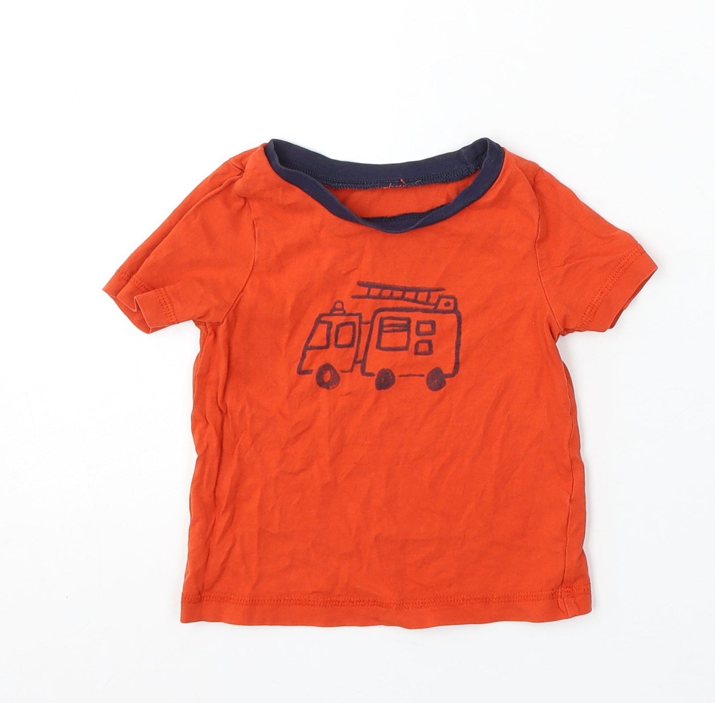 George Boys Red Cotton Basic T-Shirt Size 12-18 Months Round Neck - Fire Engine