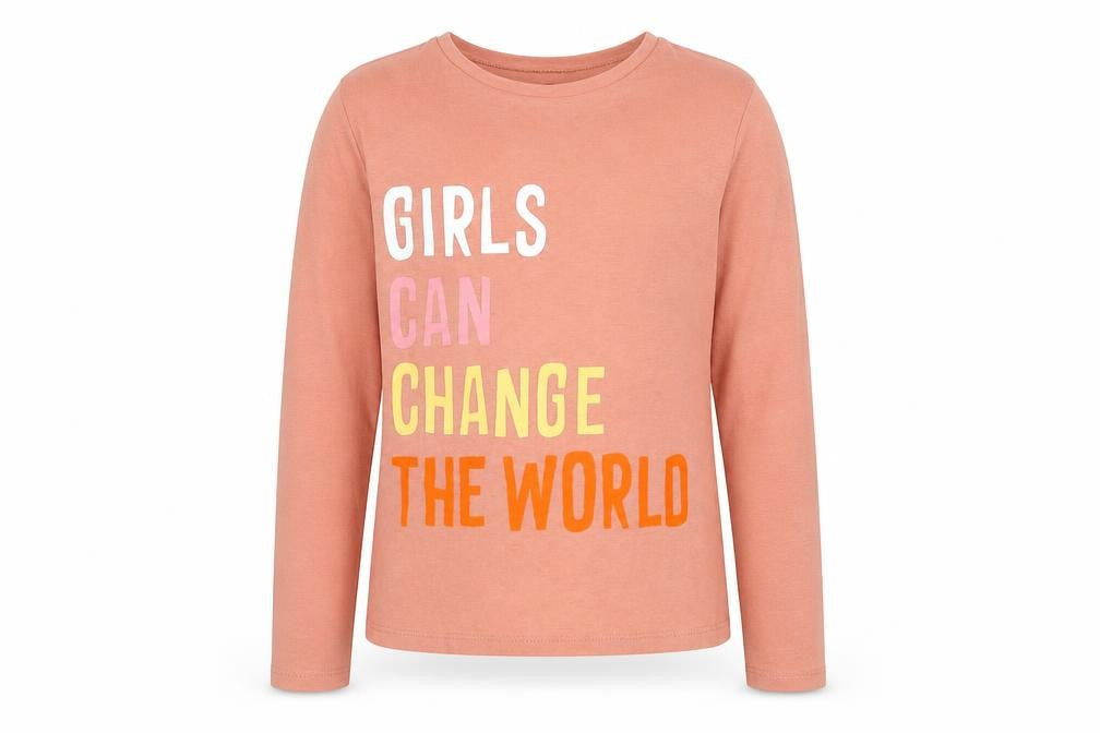 George Girls Pink Cotton Pullover Sweatshirt Size 9-10 Years Pullover - Girls can change the world