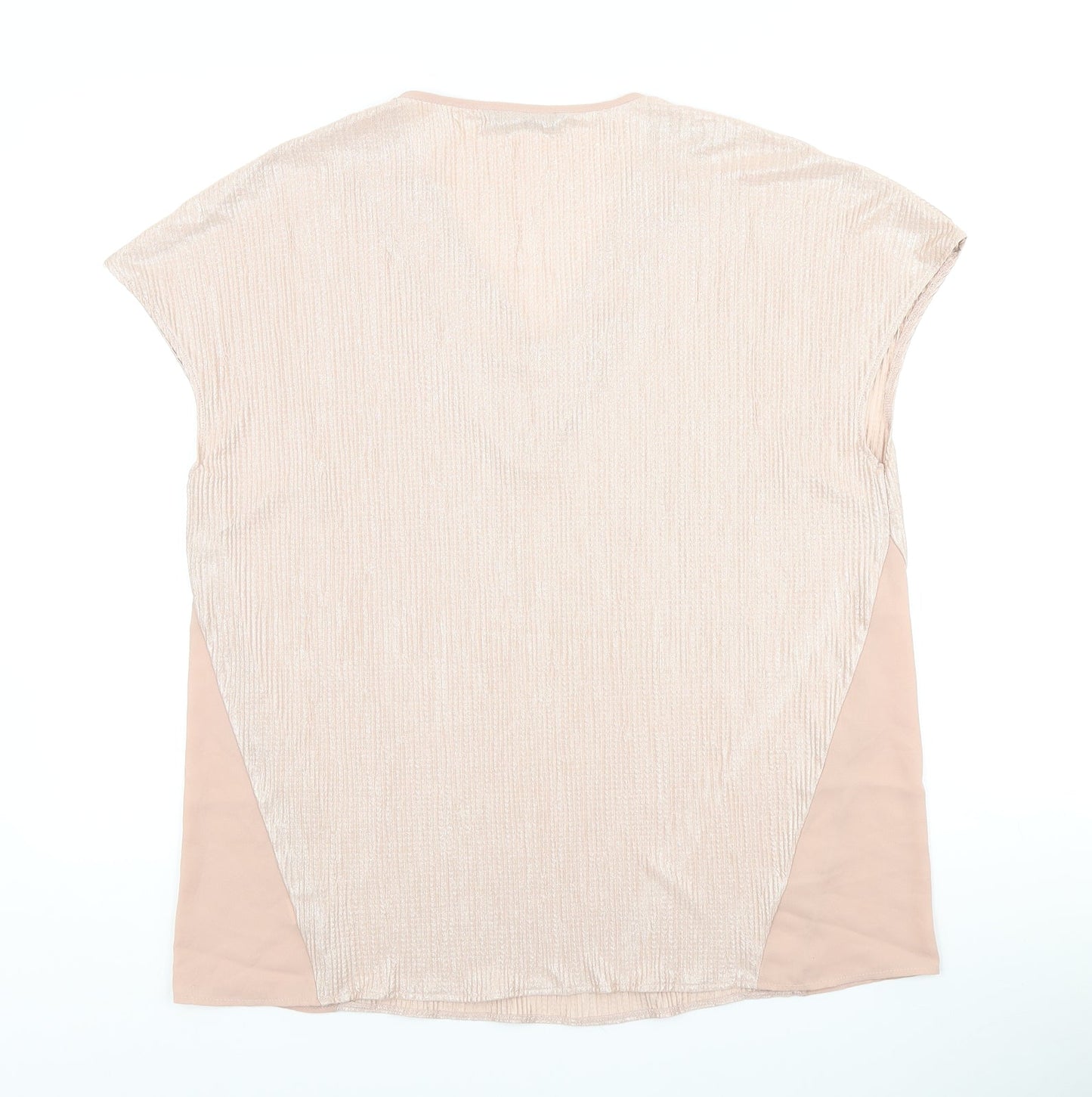 Dunnes Womens Pink Polyester Basic Blouse Size 16 V-Neck - ribbed