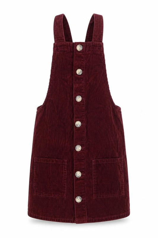 Primark Womens Red 100% Cotton Pinafore/Dungaree Dress Size 4 Square Neck Button