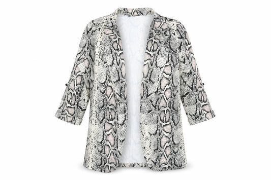New Look Womens Beige Animal Print Jacket Blazer Size 10