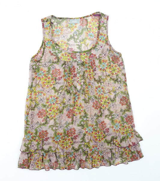Wallis Womens Multicoloured Floral Polyester Basic Blouse Size S Scoop Neck